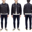 Load image into Gallery viewer, Oni Denim Jacket 02527P-kasuri Men's Casual Slim-Fit 17oz. ONI-Kasuri Slub Selvedge Denim Type III Jean Jacket Indigo One-Wash