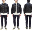 Load image into Gallery viewer, Oni Denim Jacket 02527P-kasuri Men's Casual Slim-Fit 17oz. ONI-Kasuri Slub Selvedge Denim Type III Jean Jacket Indigo One-Wash
