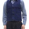 Load image into Gallery viewer, Momotaro Jeans Indigo Sashiko Vest Men's Casual V-neck Button Front Work Vest Waistcoat 04-010