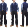 Load image into Gallery viewer, Momotaro Jeans Indigo Sashiko Vest Men's Casual V-neck Button Front Work Vest Waistcoat 04-010