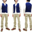 Load image into Gallery viewer, Momotaro Jeans Indigo Sashiko Vest Men's Casual V-neck Button Front Work Vest Waistcoat 04-010