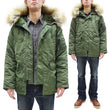 Load image into Gallery viewer, Alpha Industries N-3B Parka 20094 Men's Modern Fit Military Inspired Thigh-Length Padded Nylon Hooded Coat Jacket 20094-503 Vintage-Green
