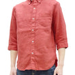 Load image into Gallery viewer, Pherrow's Linen 3/4 Sleeve Shirt Men's Casual Plain Button Up Shirt with Button-Down Collar Pherrows 24S-P7BD1 Salmon