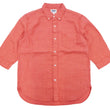 Load image into Gallery viewer, Pherrow's Linen 3/4 Sleeve Shirt Men's Casual Plain Button Up Shirt with Button-Down Collar Pherrows 24S-P7BD1 Salmon