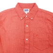 Load image into Gallery viewer, Pherrow's Linen 3/4 Sleeve Shirt Men's Casual Plain Button Up Shirt with Button-Down Collar Pherrows 24S-P7BD1 Salmon