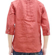 Load image into Gallery viewer, Pherrow's Linen 3/4 Sleeve Shirt Men's Casual Plain Button Up Shirt with Button-Down Collar Pherrows 24S-P7BD1 Salmon