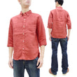 Load image into Gallery viewer, Pherrow's Linen 3/4 Sleeve Shirt Men's Casual Plain Button Up Shirt with Button-Down Collar Pherrows 24S-P7BD1 Salmon