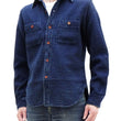 Laden Sie das Bild in den Galerie-Viewer, Studio D'artisan Indigo Sashiko Shirt Men's Heavyweight Sashiko Dobby Long Sleeve Button Up Work Shirt 5689
