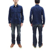 Load image into Gallery viewer, Studio D'artisan Indigo Sashiko Shirt SDA Men's Casual Long Sleeve Sashiko Dobby Button Up Work Shirt 5713U Pre-faded Indigo