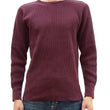 Load image into Gallery viewer, Studio D'Artisan Men's Heavyweight Waffle Knit Thermal Long Sleeve T-Shirt - 100% Cotton, Crew Neck, Ribbed Cuffs, Raw-edge hem, Made in Japan (SDA 9936) Burgundy