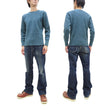 Load image into Gallery viewer, Studio D'Artisan Men's Heavyweight Waffle Knit Thermal Long Sleeve T-Shirt - 100% Cotton, Crew Neck, Ribbed Cuffs, Raw-edge hem, Made in Japan (SDA 9936) Faded-Blue