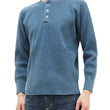 Load image into Gallery viewer, Studio D'Artisan Men's Heavyweight Waffle Knit Thermal Henley Long Sleeve T-Shirt - 100% Cotton, Ribbed Crew Neck Band, Ribbed Cuffs, Raw-edge hem, Made in Japan (SDA 9937) Faded-Blue