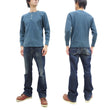 Load image into Gallery viewer, Studio D'Artisan Men's Heavyweight Waffle Knit Thermal Henley Long Sleeve T-Shirt - 100% Cotton, Ribbed Crew Neck Band, Ribbed Cuffs, Raw-edge hem, Made in Japan (SDA 9937) Faded-Blue