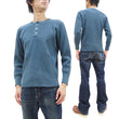 Load image into Gallery viewer, Studio D'Artisan Men's Heavyweight Waffle Knit Thermal Henley Long Sleeve T-Shirt - 100% Cotton, Ribbed Crew Neck Band, Ribbed Cuffs, Raw-edge hem, Made in Japan (SDA 9937) Faded-Blue