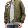 Load image into Gallery viewer, Buzz Rickson Jacket Men's Cotton L-2 Flight Jacket L2 Unfilled Bomber Jacket with Patches and Print BR15411 Olive Drab