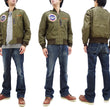 Load image into Gallery viewer, Buzz Rickson Jacket Men's Cotton L-2 Flight Jacket L2 Unfilled Bomber Jacket with Patches and Print BR15411 Olive Drab