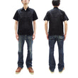 Load image into Gallery viewer, Buzz Rickson Herringbone Work Shirt - Men's Casual Military-Inspired Solid HBT Short-Sleeve Button-Up Shirt BR39530 119) Black