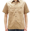 Load image into Gallery viewer, Buzz Rickson Herringbone Work Shirt - Men's Casual Military-Inspired Solid HBT Short-Sleeve Button-Up Shirt BR39530 133) Beige
