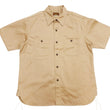 Load image into Gallery viewer, Buzz Rickson Herringbone Work Shirt - Men's Casual Military-Inspired Solid HBT Short-Sleeve Button-Up Shirt BR39530 133) Beige