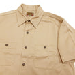 Load image into Gallery viewer, Buzz Rickson Herringbone Work Shirt - Men's Casual Military-Inspired Solid HBT Short-Sleeve Button-Up Shirt BR39530 133) Beige