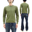 Load image into Gallery viewer, Buzz Rickson Waffle-Knit Thermal T-Shirt Men's Casual Long Sleeve Plain Crew Neck Waffle Tee BR63755 149 Olive