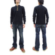 Load image into Gallery viewer, Buzz Rickson Waffle-Knit Thermal Henley T-Shirt Men's Long Sleeve Plain 3-Button Placket Heavyweight Thermal Tee BR68130 119 Black
