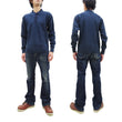 Load image into Gallery viewer, Buzz Rickson Waffle-Knit Thermal Henley T-Shirt Men's Long Sleeve Plain 3-Button Placket Heavyweight Thermal Tee BR68130 128 Navy-Blue