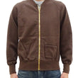 Load image into Gallery viewer, Buzz Rickson Cotton Jersey Zip-Up Top Men's WWII USAAF Type C-2 Style Front Zip Cardigan with Rib Panel BR69444 138 Brown