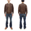 Load image into Gallery viewer, Buzz Rickson Cotton Jersey Zip-Up Top Men's WWII USAAF Type C-2 Style Front Zip Cardigan with Rib Panel BR69444 138 Brown