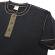 Load image into Gallery viewer, Buzz Rickson Henley T-Shirt Men's Short Sleeve Plain Loopwheeled Slub Yarn Tee BR79192 119 Black