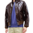 Load image into Gallery viewer, Buzz Rickson Jacket Men's A-2 Flight Jacket Plain A2 Aniline Leather Bomber Jacket BR80593 Seal Brown