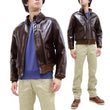 Load image into Gallery viewer, Buzz Rickson Jacket Men's A-2 Flight Jacket Plain A2 Aniline Leather Bomber Jacket BR80593 Seal Brown