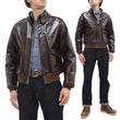 Load image into Gallery viewer, Buzz Rickson Jacket Men's A-2 Flight Jacket Plain A2 Aniline Leather Bomber Jacket BR80593 Seal Brown