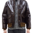 Laden Sie das Bild in den Galerie-Viewer, Buzz Rickson A-1 Flight Jacket Men's Reproduction of A1 Leather Bomber Jacket BR80649 Seal-Brown