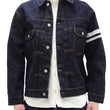 Load image into Gallery viewer, Momotaro Jeans Denim Jacket #002 with Double-Stripe Paint Men's 1953 Type 2 Style 15.7oz. Zimbabwean Cotton Deep Indigo Denim Jean Jacket MMGJ0102 One-Wash
