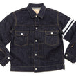 Load image into Gallery viewer, Momotaro Jeans Denim Jacket #002 with Double-Stripe Paint Men's 1953 Type 2 Style 15.7oz. Zimbabwean Cotton Deep Indigo Denim Jean Jacket MMGJ0102 One-Wash