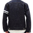 Load image into Gallery viewer, Momotaro Jeans Denim Jacket #002 with Double-Stripe Paint Men's 1953 Type 2 Style 15.7oz. Zimbabwean Cotton Deep Indigo Denim Jean Jacket MMGJ0102 One-Wash