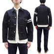 Load image into Gallery viewer, Momotaro Jeans Denim Jacket #002 with Double-Stripe Paint Men's 1953 Type 2 Style 15.7oz. Zimbabwean Cotton Deep Indigo Denim Jean Jacket MMGJ0102 One-Wash