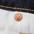 Load image into Gallery viewer, Momotaro Jeans #100 with Double-Stripe Paint Men's Loose Fit Classic Straight Button-Fly Jean Pants 14.7oz. Zimbabwean Cotton Deep Indigo Denim MMJB0101 One-Wash