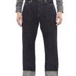 Load image into Gallery viewer, Momotaro Jeans #100 with Double-Stripe Paint Men's Loose Fit Classic Straight Button-Fly Jean Pants 14.7oz. Zimbabwean Cotton Deep Indigo Denim MMJB0101 One-Wash