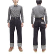 Load image into Gallery viewer, Momotaro Jeans #100 with Double-Stripe Paint Men's Loose Fit Classic Straight Button-Fly Jean Pants 14.7oz. Zimbabwean Cotton Deep Indigo Denim MMJB0101 One-Wash