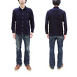 Load image into Gallery viewer, Momotaro Jeans Indigo Dobby Shirt Men's Long Sleeve Japanese Sashiko Style Plain Button Up Work Shirt MXLS1036