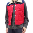 Load image into Gallery viewer, Sugar Cane Puffer Vest Men's Outer Vest Contrast Yoke Panel Padded Vest SC15400 165 Red/Navy-Blue/Beige