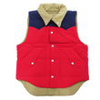 Load image into Gallery viewer, Sugar Cane Puffer Vest Men's Outer Vest Contrast Yoke Panel Padded Vest SC15400 165 Red/Navy-Blue/Beige