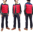 Load image into Gallery viewer, Sugar Cane Puffer Vest Men's Outer Vest Contrast Yoke Panel Padded Vest SC15400 165 Red/Navy-Blue/Beige