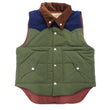 Load image into Gallery viewer, Sugar Cane Puffer Vest Men's Outer Vest Contrast Yoke Panel Padded Vest SC15400 149 Olive/Navy-Blue/Brown