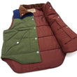 Load image into Gallery viewer, Sugar Cane Puffer Vest Men's Outer Vest Contrast Yoke Panel Padded Vest SC15400 149 Olive/Navy-Blue/Brown