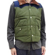 Load image into Gallery viewer, Sugar Cane Puffer Vest Men's Outer Vest Contrast Yoke Panel Padded Vest SC15400 149 Olive/Navy-Blue/Brown