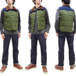 Load image into Gallery viewer, Sugar Cane Puffer Vest Men's Outer Vest Contrast Yoke Panel Padded Vest SC15400 149 Olive/Navy-Blue/Brown
