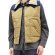 Load image into Gallery viewer, Sugar Cane Puffer Vest Men's Outer Vest Contrast Yoke Panel Padded Vest SC15400 133 Beige/Navy-Blue/Beige